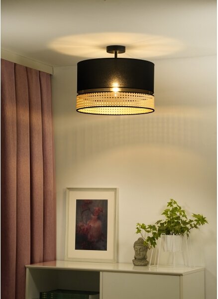 Duolla - Přisazený lustr DOUBLE RATTAN 1xE27/15W/230V pr. 40 cm černá/béžová