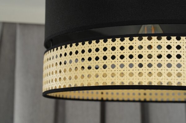 Duolla - Lustr na lanku DOUBLE RATTAN 1xE27/15W/230V pr. 40 cm černá/béžová