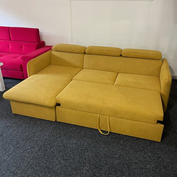 Malá sedací souprava SLIM | 179x235 cm | LEVÁ | rozkládací + úložný prostor | VÝBĚR TKANIN