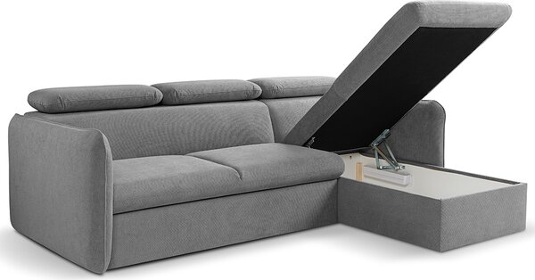 Malá sedací souprava SLIM | 235x179 cm | PRAVÁ | 79 temně modrá | rozkládací + úložný prostor