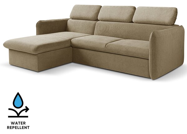 Malá sedací souprava SLIM | 179x235 cm | LEVÁ | 20 středně hnědá | rozkládací + úložný prostor