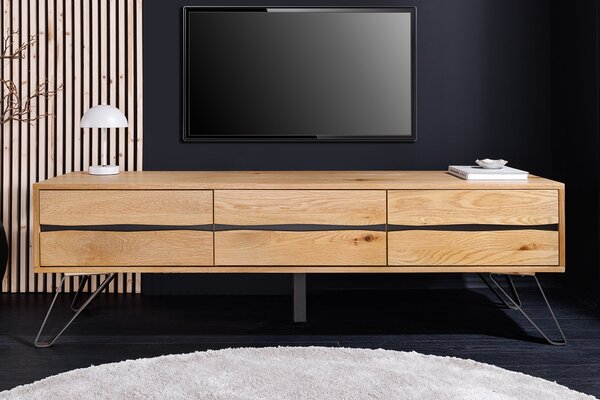 Televizní stolek LIVING EDGE 160 CM divoký dub/černá Nábytek | Obývací pokoj | Televizní stolky