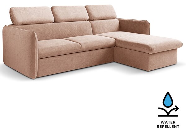 Malá sedací souprava SLIM | 235x179 cm | PRAVÁ | 60 starorůžová | rozkládací + úložný prostor