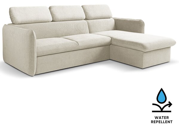 Malá sedací souprava SLIM | 235x179 cm | PRAVÁ | 09 světle béžová | rozkládací + úložný prostor