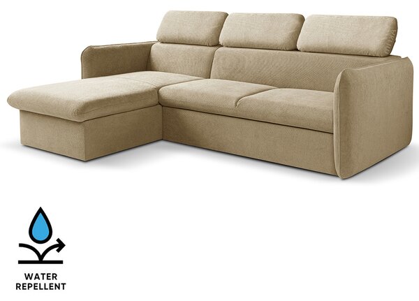 Malá sedací souprava SLIM | 179x235 cm | LEVÁ | 15 béžová | rozkládací + úložný prostor