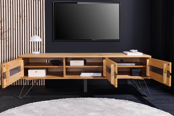Televizní stolek LIVING EDGE 160 CM divoký dub/černá Nábytek | Obývací pokoj | Televizní stolky