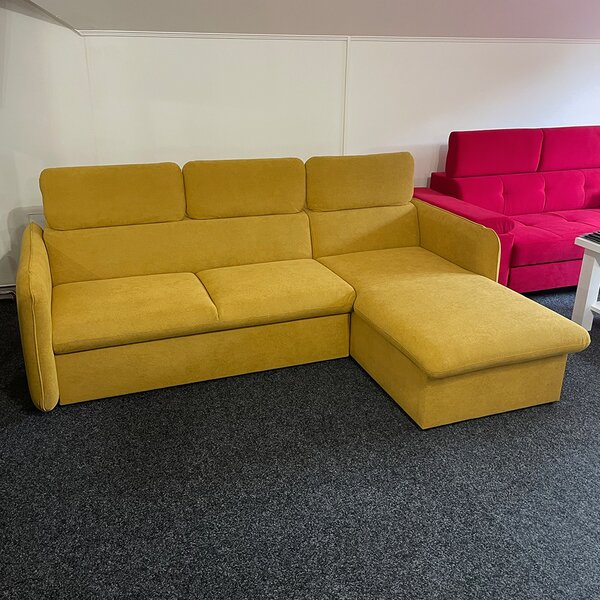 Malá sedací souprava SLIM | 235x179 cm | PRAVÁ | 79 temně modrá | rozkládací + úložný prostor