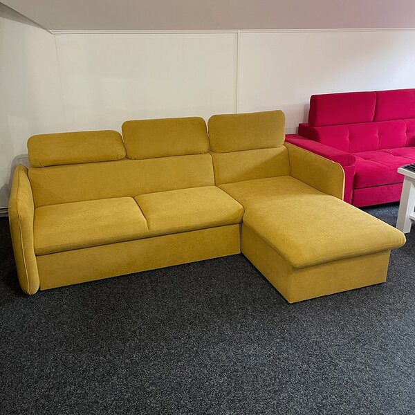 Malá sedací souprava SLIM | 235x179 cm | PRAVÁ | 79 temně modrá | rozkládací + úložný prostor