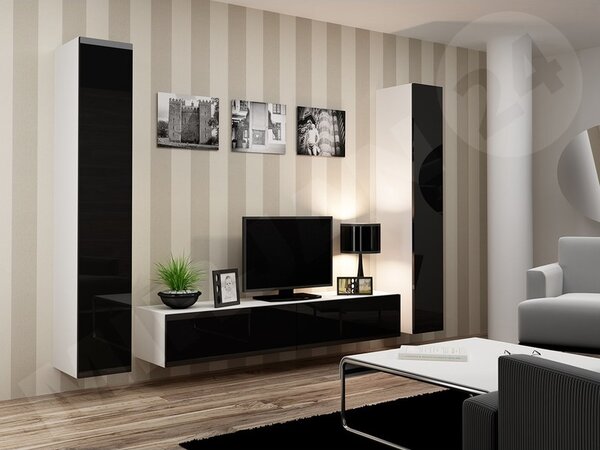 Obývací stěna Zigo IV, Barva: černý / černý lesk 5902928697452