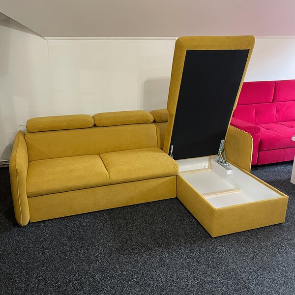 Malá sedací souprava SLIM | 235x179 cm | PRAVÁ | 79 temně modrá | rozkládací + úložný prostor