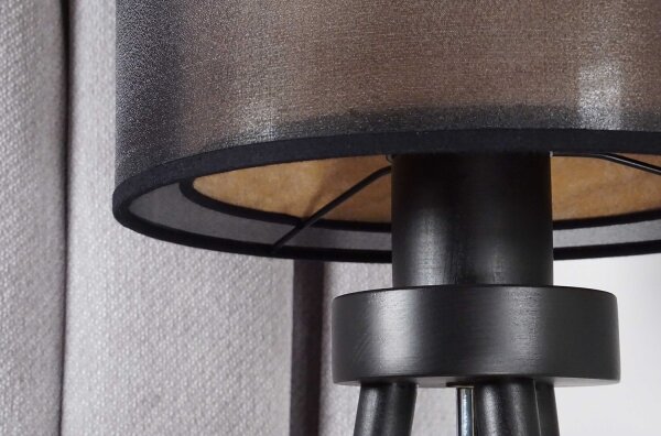 Duolla - Stolní lampa WOOD BOHO 1xE27/15W/230V pr. 25 cm černá/béžová