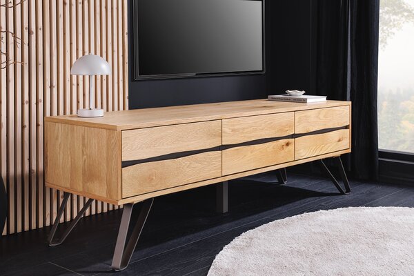 Televizní stolek LIVING EDGE 160 CM divoký dub/černá Nábytek | Obývací pokoj | Televizní stolky