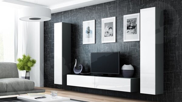 Obývací stěna Zigo IV, Barva: černý / černý lesk 5902928697452