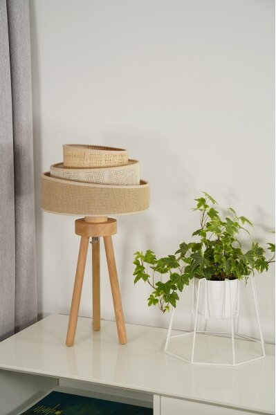 Duolla - Stolní lampa YUTE TRIO 1xE27/15W/230V pr. 25 cm hnědá/šedá/béžová