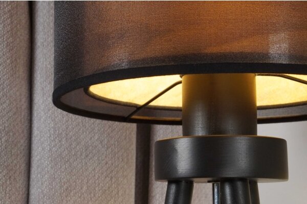 Duolla - Stolní lampa WOOD BOHO 1xE27/15W/230V pr. 25 cm černá/béžová