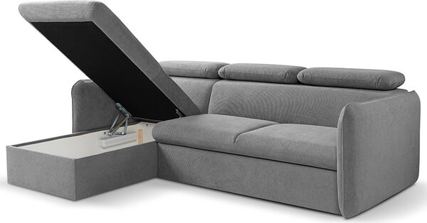 Malá sedací souprava SLIM | 179x235 cm | LEVÁ | 37 zelenomodrá | rozkládací + úložný prostor