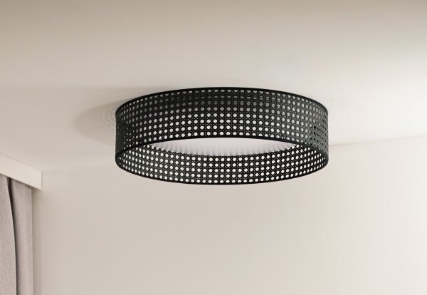 Duolla - LED Stropní svítidlo ROLLER RATTAN LED/24W/230V pr. 45 cm černá