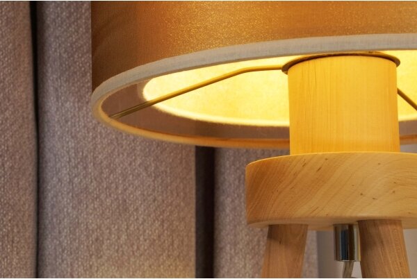 Duolla - Stolní lampa WOOD BOHO 1xE27/15W/230V pr. 25 cm měděná/hnědá/béžová