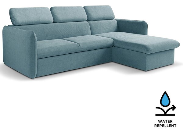 Malá sedací souprava SLIM | 235x179 cm | PRAVÁ | 74 modrá | rozkládací + úložný prostor