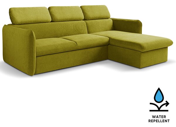 Malá sedací souprava SLIM | 235x179 cm | PRAVÁ | 35 zelená | rozkládací + úložný prostor