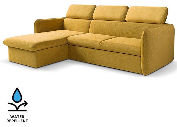 Malá sedací souprava SLIM | 179x235 cm | LEVÁ | 48 hořčicová žlutá | rozkládací + úložný prostor