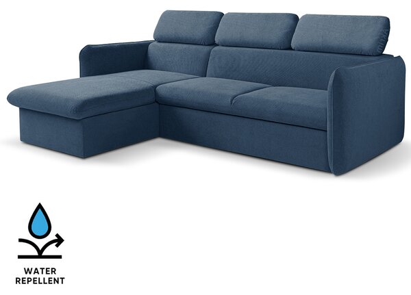 Malá sedací souprava SLIM | 179x235 cm | LEVÁ | 78 tmavě modrá | rozkládací + úložný prostor