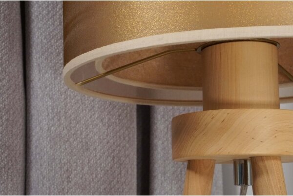 Duolla - Stolní lampa WOOD BOHO 1xE27/15W/230V pr. 25 cm měděná/hnědá/béžová