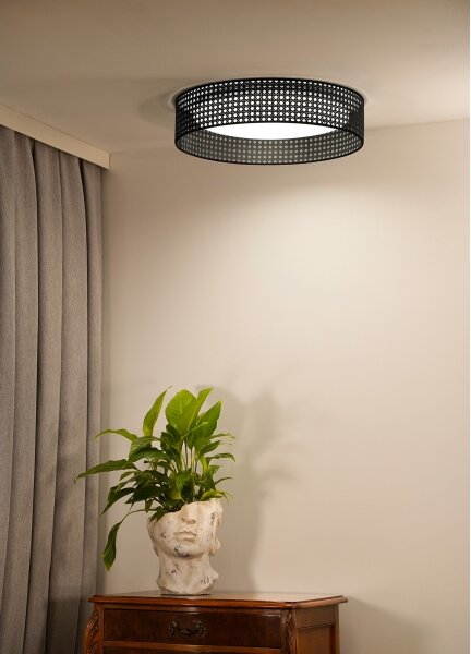 Duolla - LED Stropní svítidlo ROLLER RATTAN LED/24W/230V pr. 45 cm černá