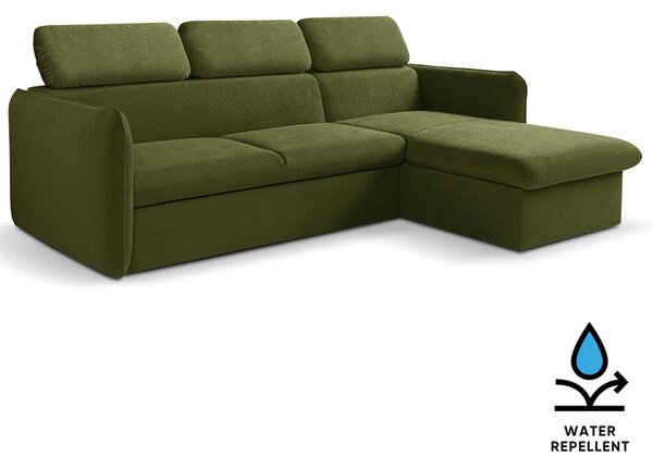 Malá sedací souprava SLIM | 235x179 cm | PRAVÁ | 39 tmavě zelená | rozkládací + úložný prostor