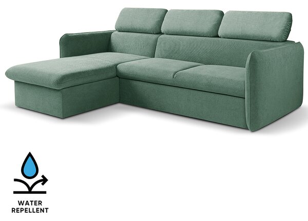 Malá sedací souprava SLIM | 179x235 cm | LEVÁ | 37 zelenomodrá | rozkládací + úložný prostor