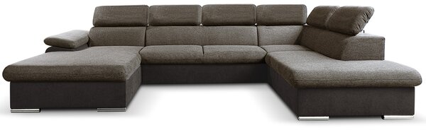 Sedací souprava COOL II | 191x343x220 cm | rozkládací + 2x úlož. prostor | LEVÁ | tmavě hnědá 04/07