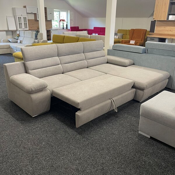 Sedací souprava GRECO MINI | 278x185 cm | PRAVÁ | 93 šedá WATER REPELLENT | rozkládací + úložný prostor