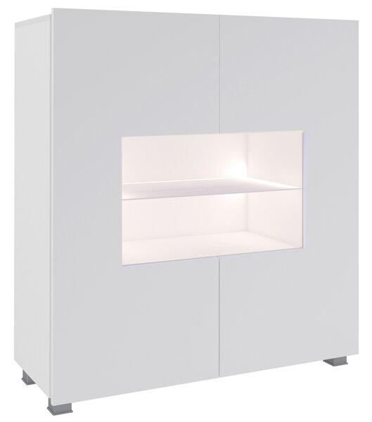 Obývací stěna CALABRINI b | 220 cm + komoda 100 cm | 5 dílů G | bílá lesk