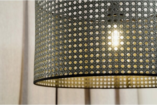 Duolla - Lustr na lanku ROLLER RATTAN 1xE27/15W/230V pr. 45 cm černá