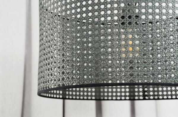 Duolla - Lustr na lanku ROLLER RATTAN 1xE27/15W/230V pr. 45 cm černá