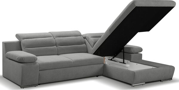 Sedací souprava GRECO MINI | 278x185 cm | PRAVÁ | 93 šedá WATER REPELLENT | rozkládací + úložný prostor