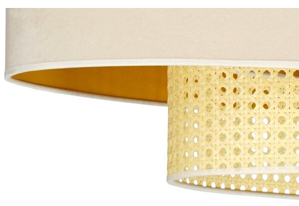 Duolla - Lustr na lanku DOUBLE OVAL RATTAN 2xE27/15W/230V krémová/ratan