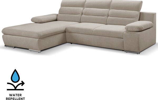 Sedací souprava GRECO MINI | 185x278 cm | LEVÁ | 11 béžovošedá WATER REPELLENT | rozkládací + úložný prostor