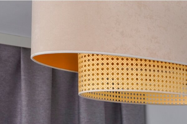 Duolla - Lustr na lanku DOUBLE OVAL RATTAN 2xE27/15W/230V krémová/ratan