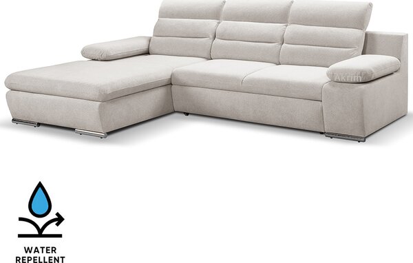 Sedací souprava GRECO MINI | 185x278 cm | LEVÁ | 02 šedobílá WATER REPELLENT | rozkládací + úložný prostor