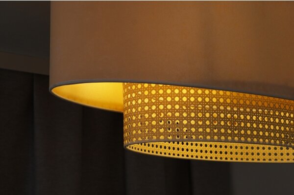 Duolla - Lustr na lanku DOUBLE OVAL RATTAN 2xE27/15W/230V krémová/ratan