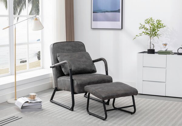 RELAXAČNÍ KŘESLO S TABURETEM, textil, šedá Livetastic - Online Only křesla & taburety, Online Only