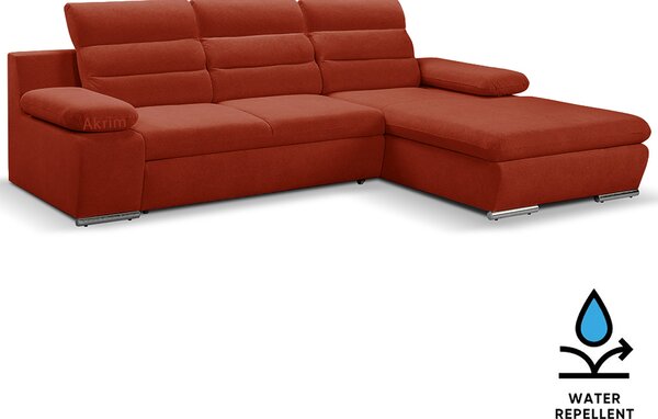 Sedací souprava GRECO MINI | 278x185 cm | PRAVÁ | 57 červená WATER REPELLENT | rozkládací + úložný prostor