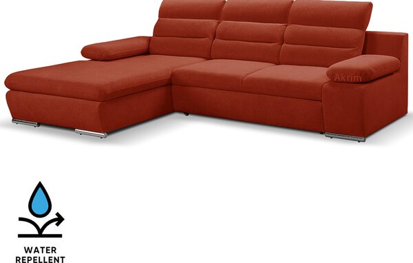 Sedací souprava GRECO MINI | 185x278 cm | LEVÁ | 57 červená WATER REPELLENT | rozkládací + úložný prostor