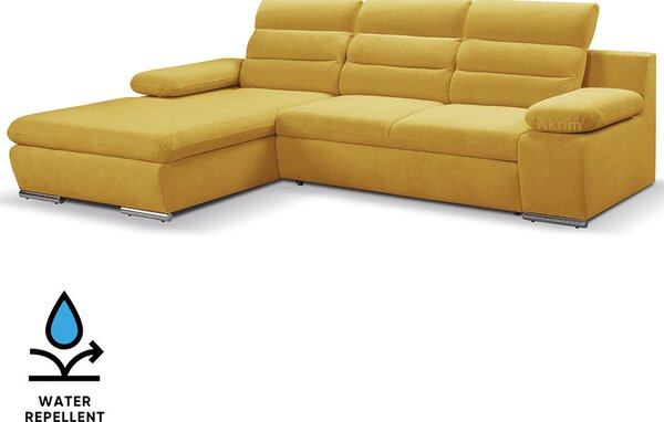 Sedací souprava GRECO MINI | 185x278 cm | LEVÁ | 48 hořčicová žlutá WATER REPELLENT | rozkládací + úložný prostor
