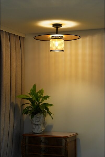 Duolla - Přisazený lustr TOKYO RATTAN 1xE27/15W/230V pr. 50 cm zlatá/ratan