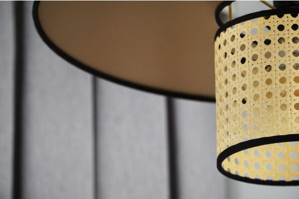 Duolla - Přisazený lustr TOKYO RATTAN 1xE27/15W/230V pr. 50 cm zlatá/ratan