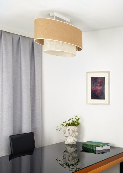 Duolla - Přisazený lustr DOUBLE OVAL YUTE 2xE27/15W/230V hnědá/krémová