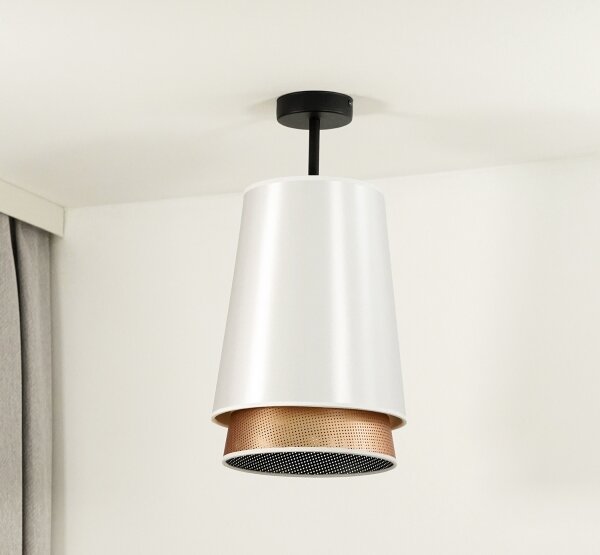 Duolla - Přisazený lustr BELL SHINY 1xE27/15W/230V pr. 25 cm bílá/měděná