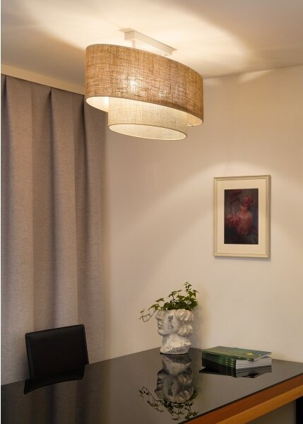 Duolla - Přisazený lustr DOUBLE OVAL YUTE 2xE27/15W/230V hnědá/krémová
